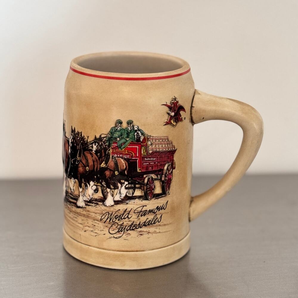 1987 Budweiser Champion Clydesdales Holiday Stein Ceramarte